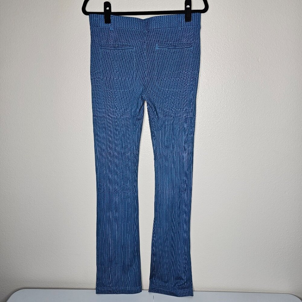 ⭐️Betabrand M Blue Patterned Two Pocket Straight Leg Yoga Stretch Dress Pants - Picture 3 of 6
